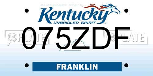 075ZDF Kentucky License Plate