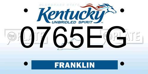 0765EG Kentucky License Plate