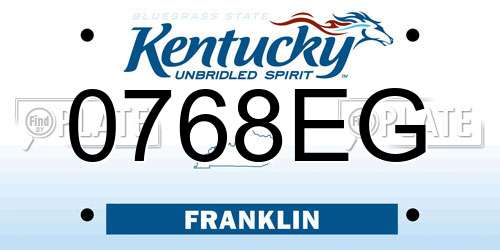 0768EG Kentucky License Plate
