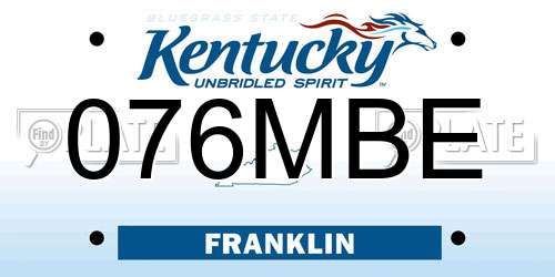 076MBE Kentucky License Plate