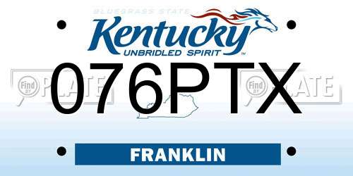 076PTX Kentucky License Plate