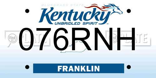 076RNH Kentucky License Plate