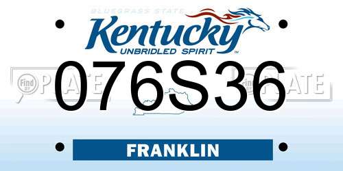 076S36 Kentucky License Plate