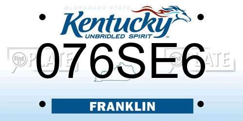 076SE6 Kentucky License Plate
