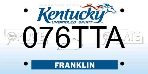 076TTA Kentucky License Plate