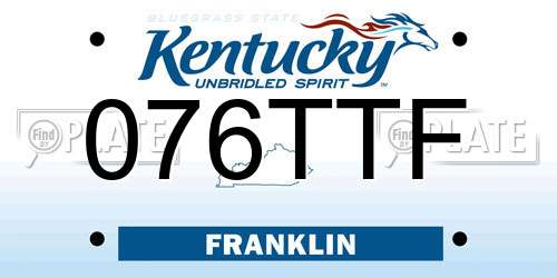 076TTF Kentucky License Plate