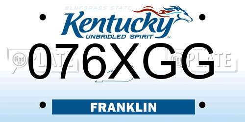 076XGG Kentucky License Plate