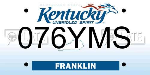 076YMS Kentucky License Plate