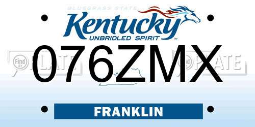 076ZMX Kentucky License Plate