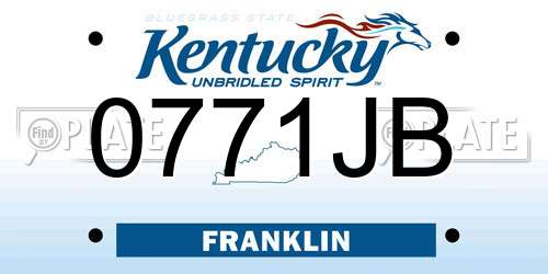 0771JB Kentucky License Plate