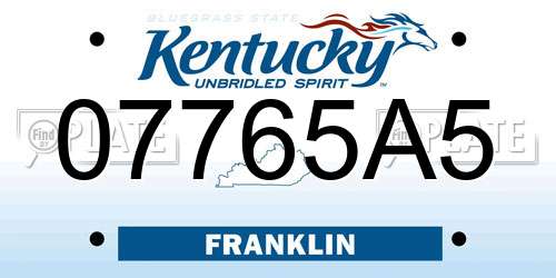 07765A5 Kentucky License Plate