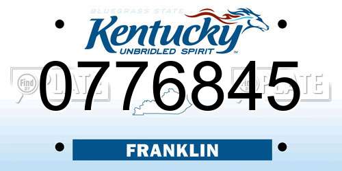 0776845 Kentucky License Plate