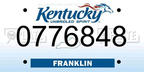 0776848 Kentucky License Plate