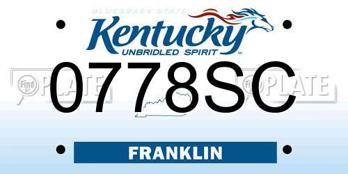 0778SC Kentucky License Plate