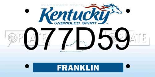 077D59 Kentucky License Plate