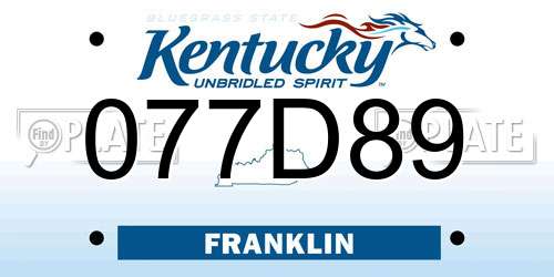 077D89 Kentucky License Plate