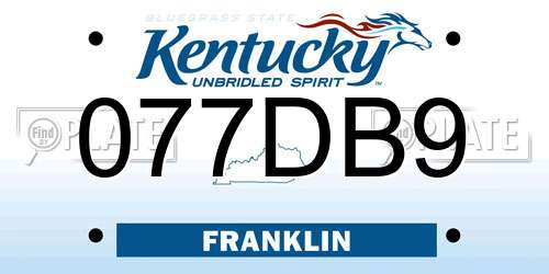 077DB9 Kentucky License Plate