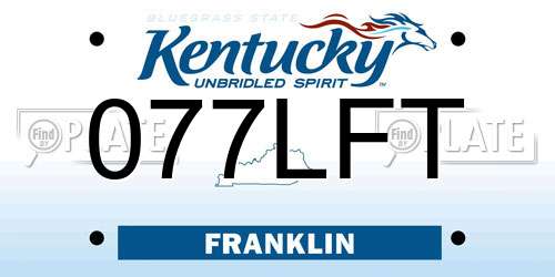 077LFT Kentucky License Plate