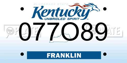 077O89 Kentucky License Plate
