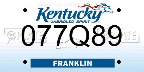 077Q89 Kentucky License Plate