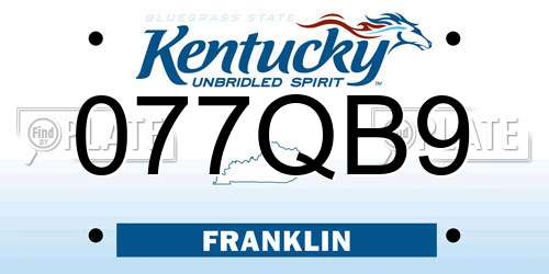 077QB9 Kentucky License Plate