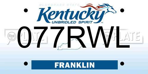 077RWL Kentucky License Plate