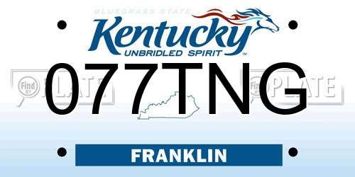 077TNG Kentucky License Plate