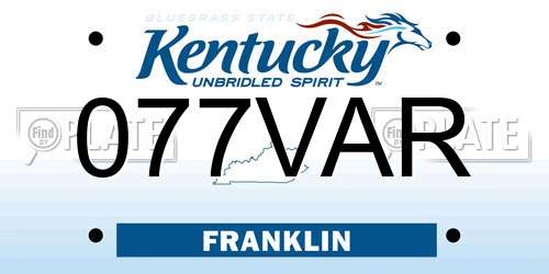 077VAR Kentucky License Plate