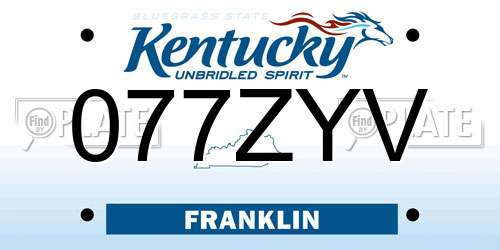 077ZYV Kentucky License Plate