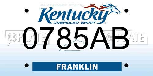 0785AB Kentucky License Plate