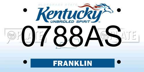 0788AS Kentucky License Plate