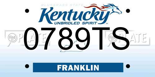 0789TS Kentucky License Plate