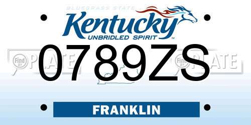0789ZS Kentucky License Plate