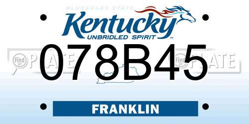 078B45 Kentucky License Plate