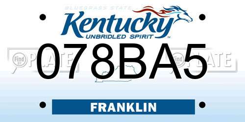 078BA5 Kentucky License Plate