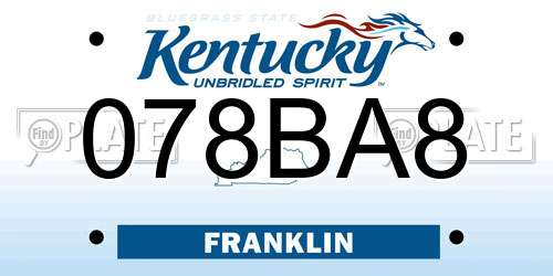 078BA8 Kentucky License Plate