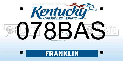 078BAS Kentucky License Plate