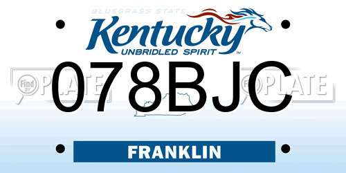 078BJC Kentucky License Plate