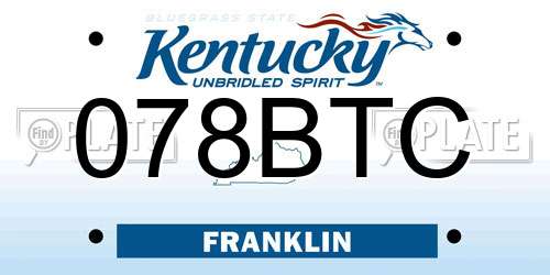078BTC Kentucky License Plate