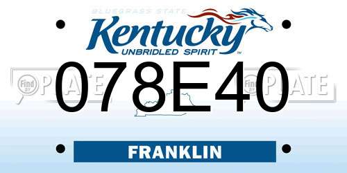078E40 Kentucky License Plate