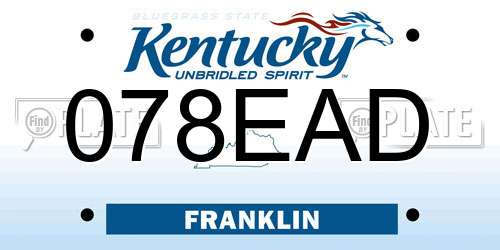 078EAD Kentucky License Plate