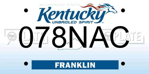 078NAC Kentucky License Plate