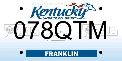 078QTM Kentucky License Plate