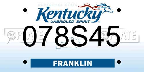 078S45 Kentucky License Plate