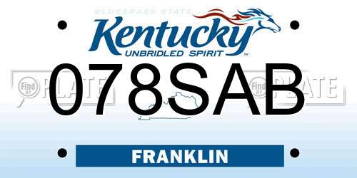 078SAB Kentucky License Plate