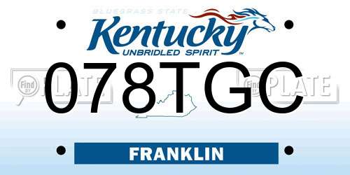 078TGC Kentucky License Plate