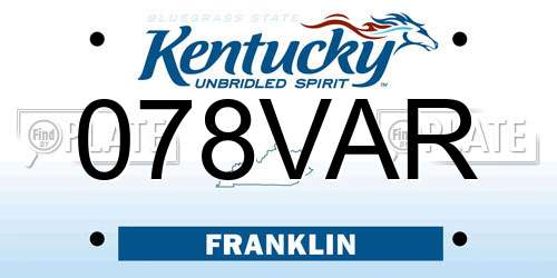 078VAR Kentucky License Plate