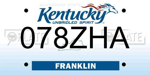 078ZHA Kentucky License Plate