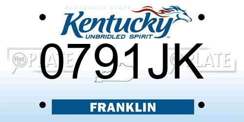 0791JK Kentucky License Plate