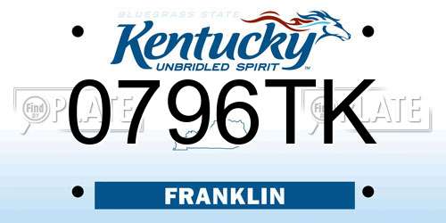 0796TK Kentucky License Plate